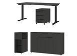 Büromöbel-Set GERMANIA "Mailand", grau (graphit), Schreibtisch Breite 160cm Holzwerkstoff Metall, Holzwerkstoff, Metall, Arbeitsmöbel-Sets, Büromöbel-Set, inkl. Schreibtisch, Rollcontainer, Raumteiler und Sideboard