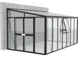 Anlehngewächshaus VITAVIA "Helena 11900", schwarz, B:460cm T:266cm, Gewächshäuser, Anlehngewächshaus, Alu-Profile, 3 mm Sicherheitsglas, Dach 10 mm Hohlkammerplatten