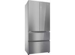 HAIER French Door "HFR7819ENGC", Energieeffizienz: E, silber (glas front, iconic glas), B:83cm H:190cm T:63,6cm, Kühlschränke, 190 cm hoch, 83 cm breit, Nutzinhalt: 504 Liter, HumidityZone, French Door