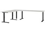 Eckschreibtisch GERMANIA "GW-Agenda", schwarz (lichtgrau, schwarz, schwarz, lichtgrau), B:260cm H:91cm T:200cm, Tische, Eckschreibtisch, höhenverstellbar, verfügbar in verschiedenen Maßen
