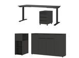 Büromöbel-Set GERMANIA "Mailand", grau (graphit), Schreibtisch Breite 180cm Holzwerkstoff Metall, Holzwerkstoff, Metall, Arbeitsmöbel-Sets, Büromöbel-Set, inkl. Schreibtisch, Rollcontainer, Raumteiler und Sideboard