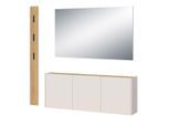Garderoben-Set GERMANIA "GW-Libbiano", weiß (kaschmir, navarra, eiche, nachbildung), B:166cm H:200cm T:25cm, Holzwerkstoff, Kastenmöbel-Sets, Garderoben-Set bestehend aus Mehrzweckschrank und Spiegel