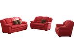 Polstergarnitur COTTA "Casino, Sofa Set, 3-2-1 Sitzer, Wohnzimmer Garnitur", rot, H:88cm T:92cm, 64% POLYURETHAN (PU) / 25% POLYESTER (PES) / 11% BAUMWOLLE (CO), Sitzmöbel-Sets, Sessel, 2-Sitzer, 2,5-Sitzer, hohe Rückenlehne
