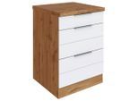 Held , Weiß, Eiche Wotan , Holzwerkstoff , 3 Schublade(n) Schubladen , 60x86x60 cm , Made in Germany , Küche, Küchenblöcke, Küchenschränke, Küchenunterschränke