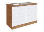 Held , Weiß, Eiche Wotan , Holzwerkstoff , seitenverkehrt montierbar , 120x86x60 cm , Made in Germany , Küche, Küchenblöcke, Küchenschränke, Spülenunterschränke