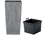 Pflanzkübel PROSPERPLAST "Urbi Square Effect", grau (granitgrau), B:26,5cm H:50cm T:26,5cm, Polypropylen, Pflanzgefäße, Pflanzkübel, BxTxH: 26,5x26,5x50 cm