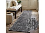 Teppich ELLE DECORATION "Prisma", silber grau, B:80cm H:5mm L:250cm, Baumwolle, Polyester, Teppiche, Teppich, Glanz-Effekt, Karo Design, Kachel-Optik, Wohnzimmer, Schlafzimmer,Flur