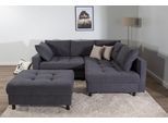 Ecksofa COLLECTION AB "Toni L-Form, 2 tlg. Set Sofa und Hocker, B: 215 cm", grau (anthrazit), B:215cm H:44cm T:184cm, 100%Polyester, Sofas, Ecksofa, Set: Sofa & Hocker, 2 Zierkissen, Federkern