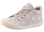 Lauflernschuh NATURINO "COCOON SUEDE", Baby, Gr. 24, beige (rosa), Veloursleder, geblümt, Schuhe Lauflernschuh, Babyschuh mit Print, Größenschablone zum Download