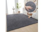 Hochflor-Teppich OTTO HOME "Microfaser Teppich Magong, besonders weich, sehr feiner Flor" Gr. 4, grau (dunkelgrau), B:160cm H:30mm L:230cm, Kunstfaser, Teppiche, uni, Wohnzimmer, Schlafzimmer, Kinderzimmer, auch rund und als Läufer