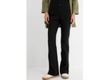 Stretch-Hose BONPRIX, Damen, Gr. 38, N-Gr, schwarz (schwarz (länge: regulär)), Web, Obermaterial: 72% Polyester, 24% Viskose, 4% Elasthan, unifarben, regular fit lang, Hosen, aus Viskose, mit Bootcut-Design, Regular Fit, mit Gürtelschlaufen