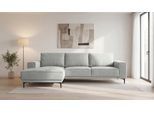 Ecksofa OTTO HOME "Polsterecke Oland, Struktur, Flachgewebe, Luxus-Microfaser, Boucle", beige (sand), B:280cm H:85cm T:152cm, 100% Polyester, Sofas, Ecksofa, L-Form, 280 cm, Wellenunterfederung, Skandi-Design, Metallfüße