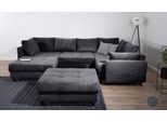 Wohnlandschaft COLLECTION AB "Toni U-Form, B: 298 cm", anthrazit, B:298cm H:44cm T:203cm, 100%Polyester, Sofas, Wohnlandschaft, Set: Sofa & Hocker, 2 Zierkissen, Federkern
