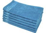 Gästehandtücher DYCKHOFF "Wave", blau (petrol), B:30cm L:50cm, Frottier, Baumwolle, Handtücher, Gästehandtücher, mit Jacquard-Bordüre