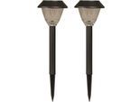 Gartenleuchte LUXFORM "Solar-Gartenlampe - Kodiak - 2 St - 5 Lumen - LED", schwarz, 2 Stk., Leuchten, Gartenleuchte, Aus Edelstahl & Glas gefertigt