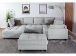 Wohnlandschaft COLLECTION AB "Toni U-Form, B: 298 cm", silbergrau, B:298cm H:44cm T:203cm, 95%Polyester;5%Nylon, Sofas, Wohnlandschaft, Set: Sofa & Hocker, 2 Zierkissen, Federkern