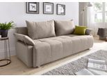 Schlafsofa COLLECTION AB "Funtastic, B: 212 cm, Liegel. 145x187 cm", beige, B:212cm H:84cm T:96cm, Zierkissen: 100% Polyester;Struktur (100% Polyester);Kunstleder SOFTLUX;Microfaser PRIMABELLE (100% Polyester), Sofas, Schlafsofa, Bettfunktion, Bettkasten, Armteilverstellung & 1 Zierkissen, Federkern