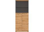 Aktenschrank GERMANIA "GW-Agenda, Mehrzweckschrank, abschließbar", grau (graphit, grandson, eiche, nachbildung), B:80cm H:197cm T:40cm, Holzwerkstoff, Schränke, Aktenschrank, optional mit 2 offenen Fächern, Maße 80x197 cm, Made in Germany