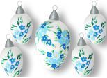 Osterei KREBS GLAS LAUSCHA "Blüten, Osterdekoration, Frühling", bunt (weiß, blau, grün), Blüten, Glas, Dekofiguren, Osterei, Mundgeblasenes und handbemaltes Glas, Made in Germany