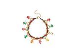 Fußkette mit Anhänger LASCANA "fröhliche Seestern Motive", Damen, Gr. Materialmix, schwarz (pink, blau, gelb, goldfarben, schwarz), bunt, Fußketten, Seesternanhänger, Fußkettchen-Armband, Fußkettchen mit Anhänger