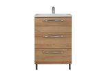 Xora Waschtischunterschrank Luga, Eiche, Metall, 2 Schublade(n) Schubladen, 60x77x43 cm, stehend, hängend, Typenauswahl, Badezimmer, Badezimmerschränke, Waschtischkombinationen