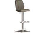 Bistrostuhl MCA FURNITURE "BARBECOOL Barhocker Bistrostuhl Tresenhocker", braun (cappuccino, edelstahl gebürstet, cappuccino), B:41cm H:89cm T:52cm, Leder, Stühle, Bistrostuhl, mit Rückenlehne,Bodenplatte eckig, 180 drehbar, Sitzhöhe von 56-81 cm