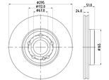 HELLA Bremsscheibe 8dd355133381 295mm 24mm für Mercedes