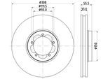 HELLA Bremsscheibe 8dd355123131 308mm 33mm für Ford