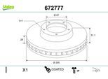 VALEO Bremsscheibe 672777 Vorderachse belüftet 295mm 28mm für Mercedes