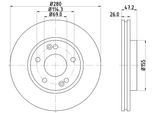 HELLA Bremsscheibe 8dd355129431 280mm 26mm für HYUNDAI KIA (DYK)