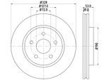 HELLA Bremsscheibe 8dd355115921 328mm 30mm für JEEP