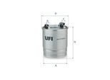 UFI Kraftstofffilter 2411200 Filtereinsatz 135mm GewindemaßM8 für Mercedes
