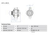 BOSCH Generator 0986047660 für JEEP Mercedes