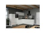 Held , Grau, Weiß, Weiß Hochglanz , Holzwerkstoff , 6 Schublade(n) Schubladen , seitenverkehrt montierbar, L-Form, nur wie online abgebildet bestellbar , A , 300x240 cm , Made in Germany , höhenverstellbare Füße , Küche, Küchenblöcke, Eckküchenblöcke