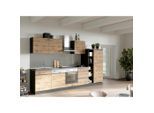 Held , Graphitfarben, Eiche Wotan , Holzwerkstoff , 3 Schublade(n),1 Schublade(n) Schubladen , seitenverkehrt montierbar, nur wie online abgebildet bestellbar , A , 330 cm , Made in Germany , links aufbaubar, rechts aufbaubar , Küche, Küchenblöcke, Küchenzeilen