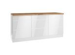Held , Weiß, Eiche Wotan, Weiß Hochglanz , Holzwerkstoff , 9 Schublade(n) Schubladen , 180x86x60 cm , Made in Germany ,