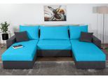 Wohnlandschaft COLLECTION AB "Pico U-Form, B: 252 cm", grau (anthrazit, blau), B:252cm H:39cm T:158cm, 100%Polyester, Sofas, Wohnlandschaft, Bettfunktion, Bettkasten & 2 Zierkissen