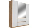 Drehtürenschrank RAUCH "Schrank Garderobe MAINZ Breiten 91/136/181/226/271/315/360, Höhe 210cm", weiß (eiche artisan, alpinweiß), B:181cm H:210cm T:54cm, Holzwerkstoff, Schränke, Drehtürenschrank, grifflose Front, Außentüren mit Push-to-Open Funktion MADE IN GERMANY