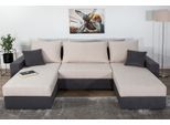 Wohnlandschaft COLLECTION AB "Pico U-Form, B: 252 cm", anthrazit, grau, B:252cm H:39cm T:158cm, 100%Polyester, Sofas, Wohnlandschaft, Bettfunktion, Bettkasten & 2 Zierkissen