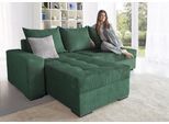 Ecksofa COLLECTION AB "Josy L-Form, B: 214 cm in Cord, Cord-Mix", grün (dunkelgrün), B:214cm H:84cm T:161cm, 100% Polyester, Sofas, Ecksofa, Bettfunktion, Bettkasten & 2 Zierkissen, Federkern