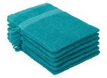 Waschhandschuh OTTO HOME "Juna, 6 Waschhandschuhe 16x21, 100% Baumwolle, Set und als Serie", blau (petrol), B:16cm L:21cm, Walkfrottee, Waschlappen, Handtuch-Set, mit Bordüre, Handtücher in Uni-Farben, weich, Topseller