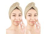 Turban-Handtuch HAMMETEX "2er Set Haarturban Damen, 100% Baumwolle, Flauschig & Schnelltrocknend", beige, B:25cm L:64cm, Frottier, Baumwolle, Handtücher, Uni-Farben, weich