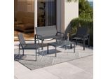Ambia Garden Loungegarnitur, Dunkelgrau, Metall, Textil, 4-teilig, Flachrohr, Loungemöbel, Gartenlounge-Sets