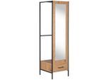 Mid.you Garderobenschrank, Natur, Schwarz, Metall, Glas, Holzwerkstoff, 1 Schublade(n) Schubladen, 44.5x165x50 cm, Garderobe, Garderobenschränke, Garderobenschränke
