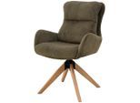 Livetastic Armlehnstuhl, Grün, Holz, Metall, Textil, Eiche, Pappel, massiv, Sperrholz, Flachrohr, 60x91x72 cm, Sitzfläche 360° drehbar, Esszimmer, Stühle, Esszimmerstühle, Armlehnenstühle