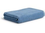 Handtuch MÖVE "Soft Silence Uni mit Prägeetikett", blau (smoke), B:50cm L:100cm, Frottier, Walkfrottier, Handtücher