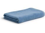 Handtuch MÖVE "Soft Silence Uni mit Prägeetikett", blau (smoke), B:50cm L:70cm, Frottier, Walkfrottier, Handtücher