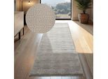 Designteppich ELLE DECORATION "Tourmaline", weiß (weiß creme), B:80cm H:9mm L:240cm, Polypropylen, Teppiche, Wohnzimmer, Schlafzimmer, Läufer, Hoch-Tief Effekt, Flur, Glanz