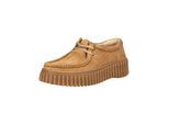 Schnürschuh CLARKS "Clarks Halbschuhe Nubukleder", Damen, Gr. 39,5, braun (tan), Nubukleder, Schuhe Schnürschuh
