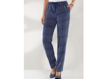 Schlupfhose CLASSIC BASICS, Damen, Gr. 24, Kurzgrößen, blau (marine, gestreift), 100% Polyester, gemustert, mehrfarbig, lang, Hosen Schlupfhose